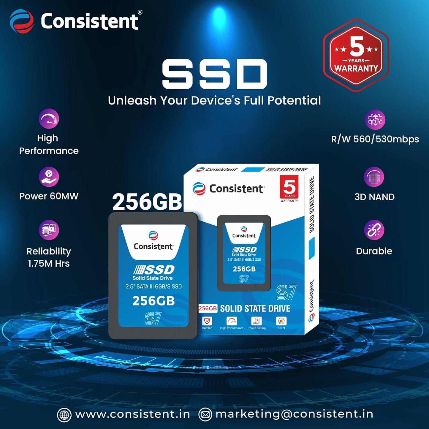 Consistent SSD 256GB 2.5 Inch SATA Internal SSD | Amrkart