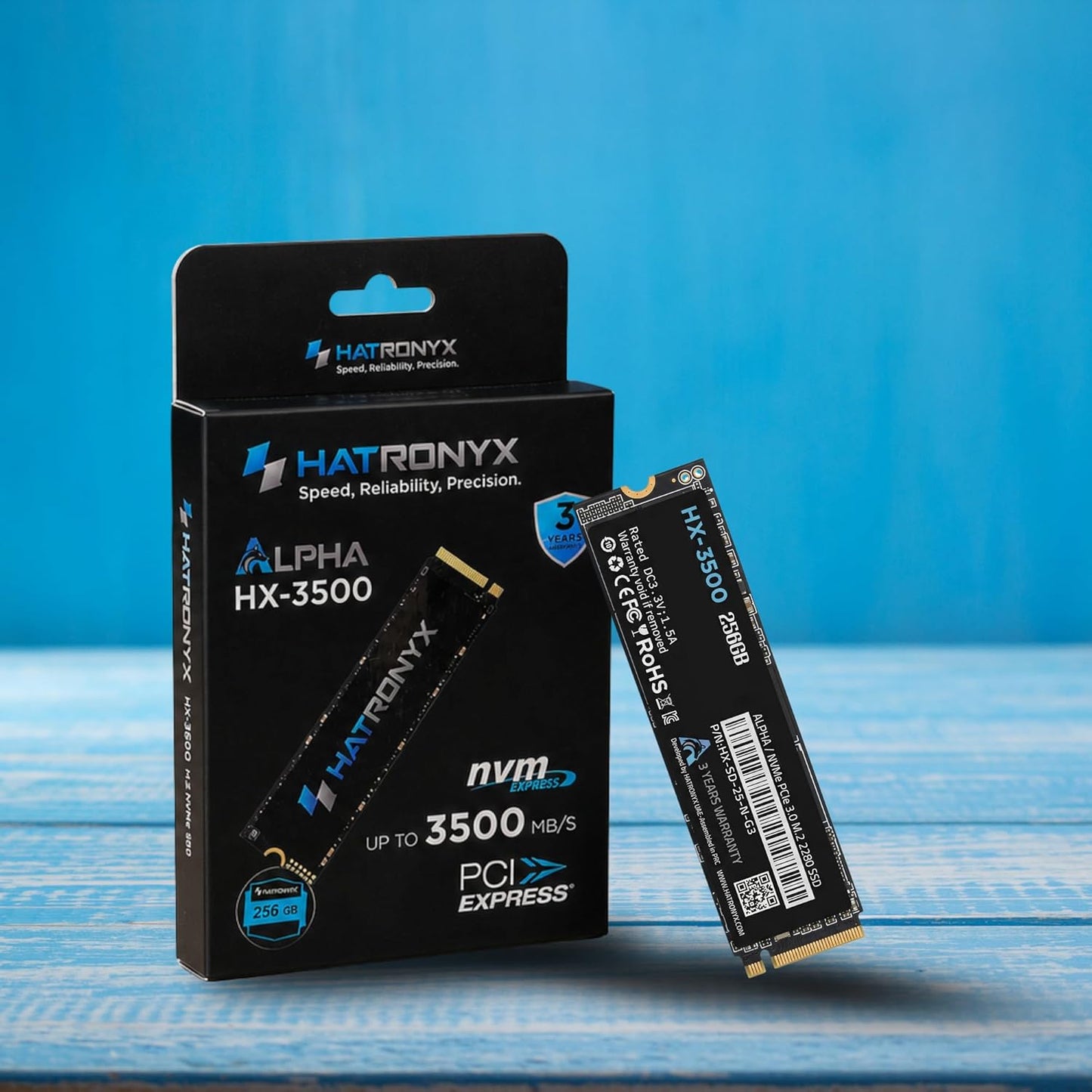 Alpha HX-3500 256GB NVMe M.2 SSD 2280 | PCIe Gen 3x4 Internal SSD with Micron 3D TLC NAND | Up to 3000MB/s Read 2600MB/s Write | High Speed Storage for Gaming | 3+3 Year's Extended Warranty