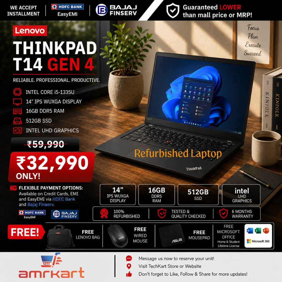 amrkart is a refurbished think pad T14 GEN 4 - Refurbished Laptop, computer ande Accessories
