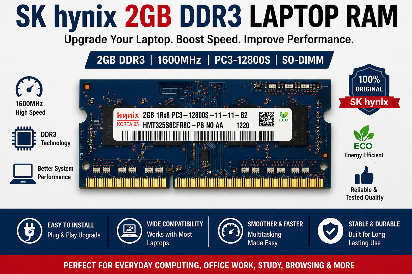 SK hynix 2GB DDR3 1600MHz RAM (PC3-12800S SO-DIMM)