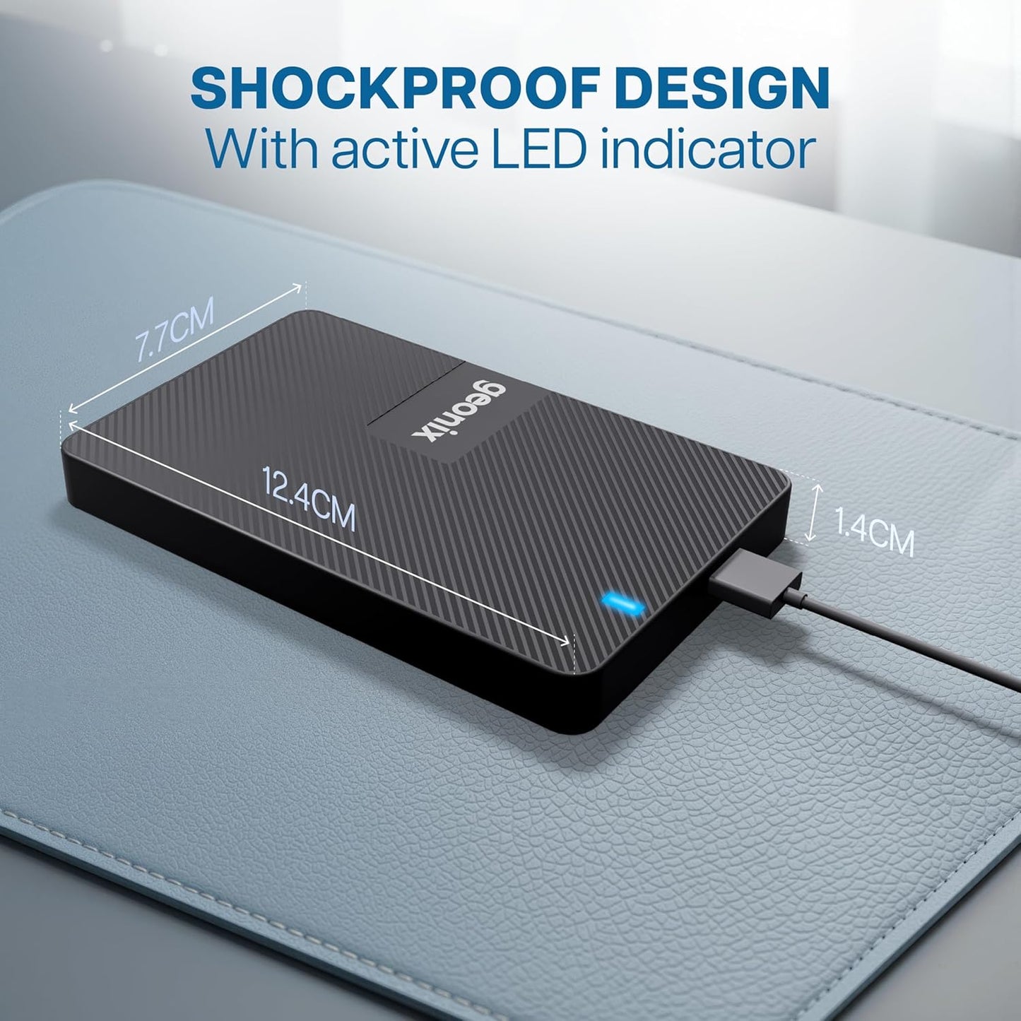 GEONIX PowerShell S3 500GB Portable External Hard Drive 2.5-Inch SATA USB 3.0, Up to 5Gbps with UASP Support, Tool-Free Setup, LED Indicator, Compatible with Windows/Mac/Linux (3 Yr Warranty)(Black)