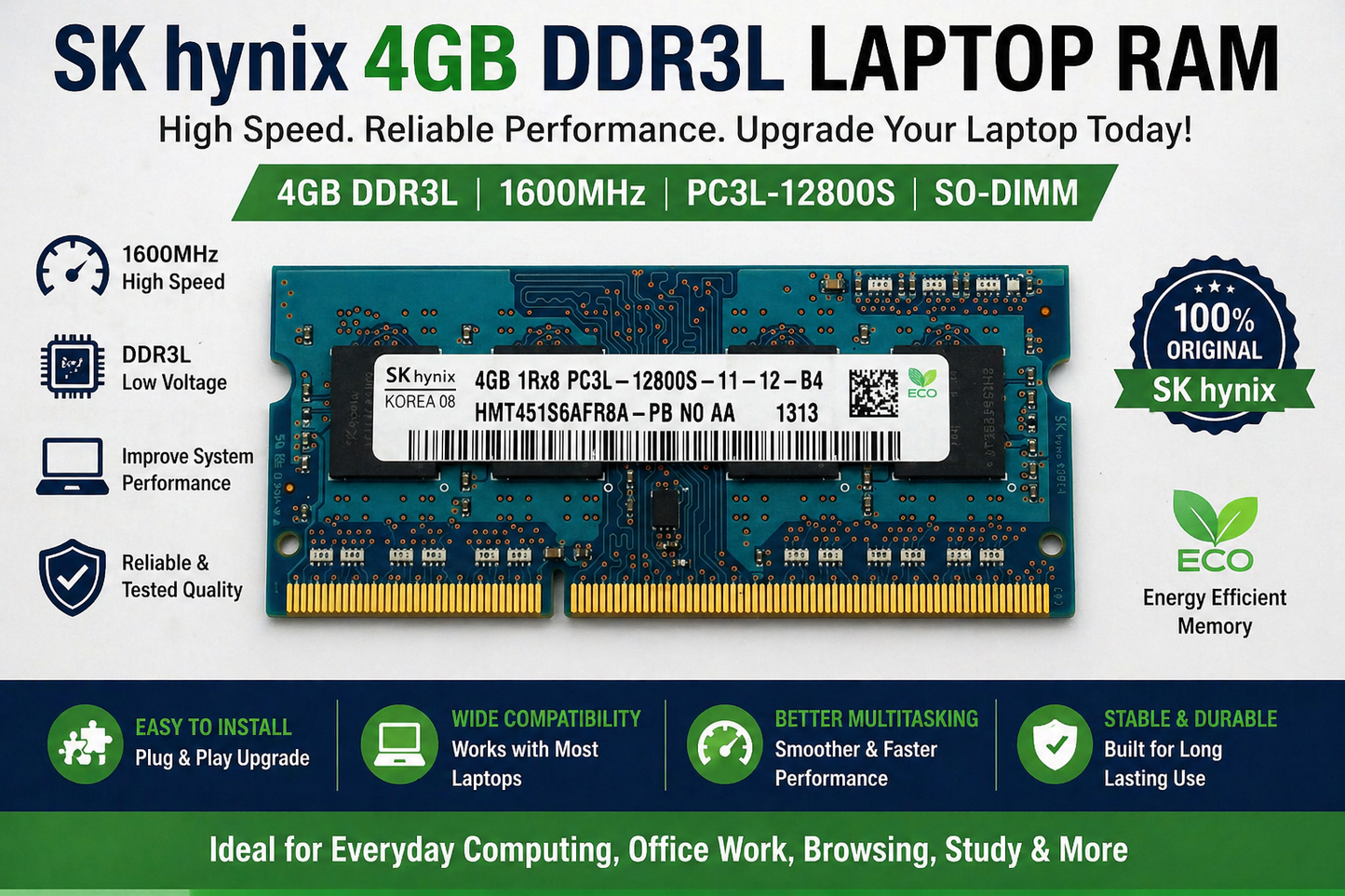 SK hynix 4GB DDR3L 1600MHz RAM PC3L-12800S SO-DIMM Memory